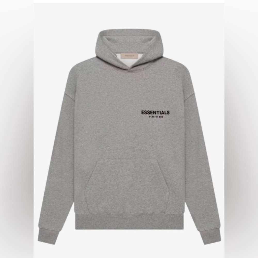 Essentials Gray Pullover Hoodie with Small Chest Logo